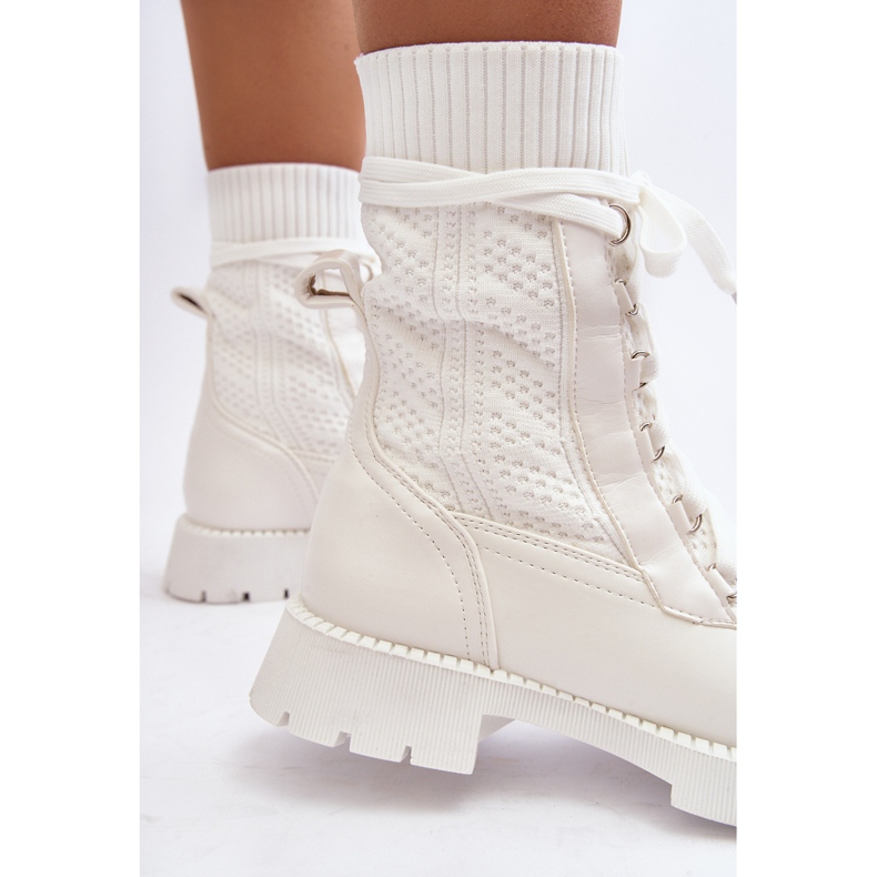 Women's Boots With Lace-Up Sock White Gentiana 1