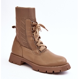 Women's Boots with Lace-Up Sock, Brown Gentiana 2