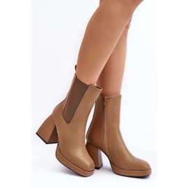 Women's Boots On Platform And High Heel, Brown Stelares 2