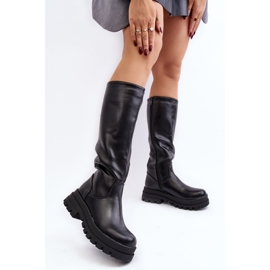 Women's Over-the-Knee Boots With a Thick Sole, Black Beatrizia 2