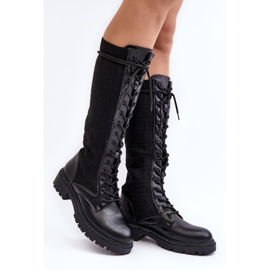 Women's Lace-up Boots With Elastic Upper Black Virxinia 1 Women's Lace-up Boots With Elastic Upper Black Virxinia 1