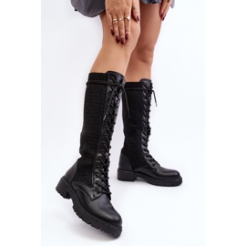 Women's Lace-up Boots With Elastic Upper Black Virxinia 2 Women's Lace-up Boots With Elastic Upper Black Virxinia 2