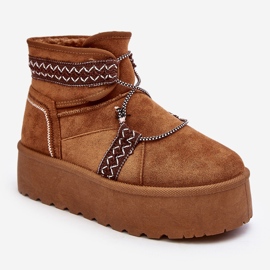 Women's Snow Boots On A Thick Sole With Camel Milson Lacing brown 2
