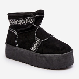 Women's Snow Boots On A Thick Sole With Lacing, Black Milson 1