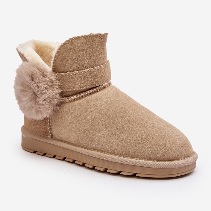 Beige Eraclio Women's Suede Snow Boots With Cutouts 1