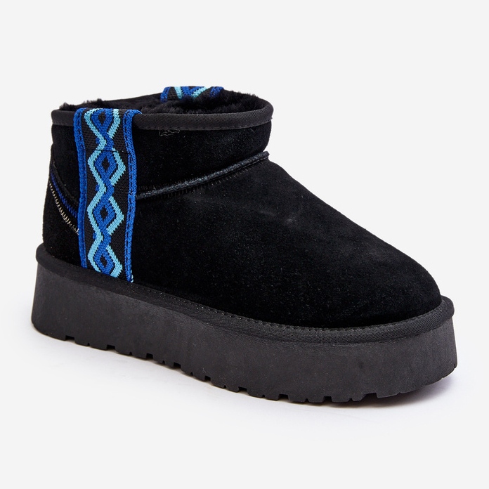 Women's Suede Snow Boots With a Thick Sole, Black Vebissat 1