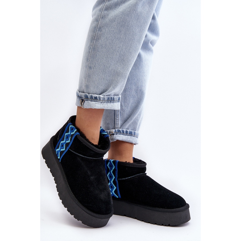 Women's Suede Snow Boots With a Thick Sole, Black Vebissat 2