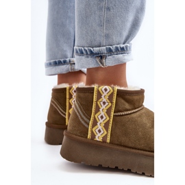 Women's Suede Snow Boots With a Thick Sole, Green Vebissat 1