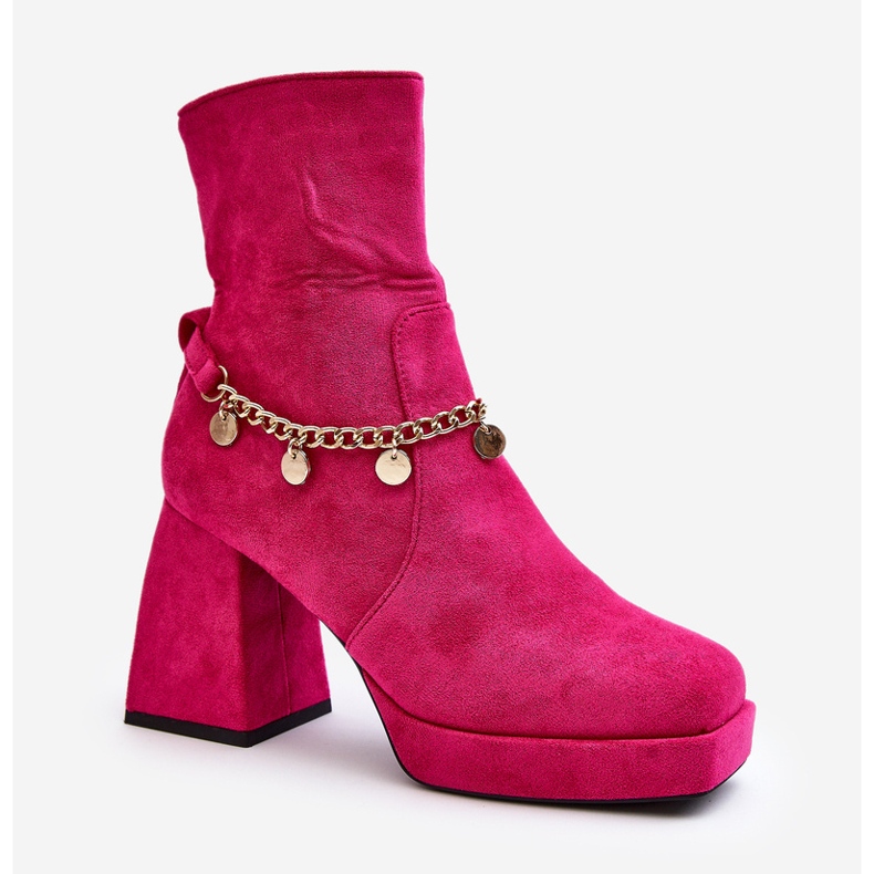 Women's Ankle Boots with a Chain Fuchsia Tiselo pink 1