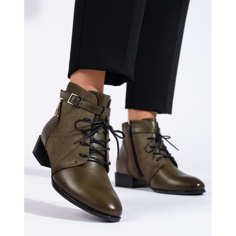 W. Potocki Green lace-up ankle boots by Potocki 1