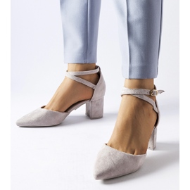 Gray low-heeled pumps from Florina grey 1