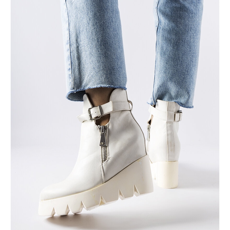 Sherri white wedge ankle boots 1