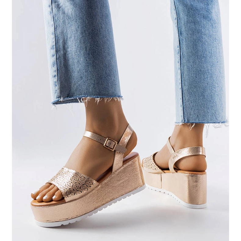 Gold openwork platform sandals from Stockton golden 1
