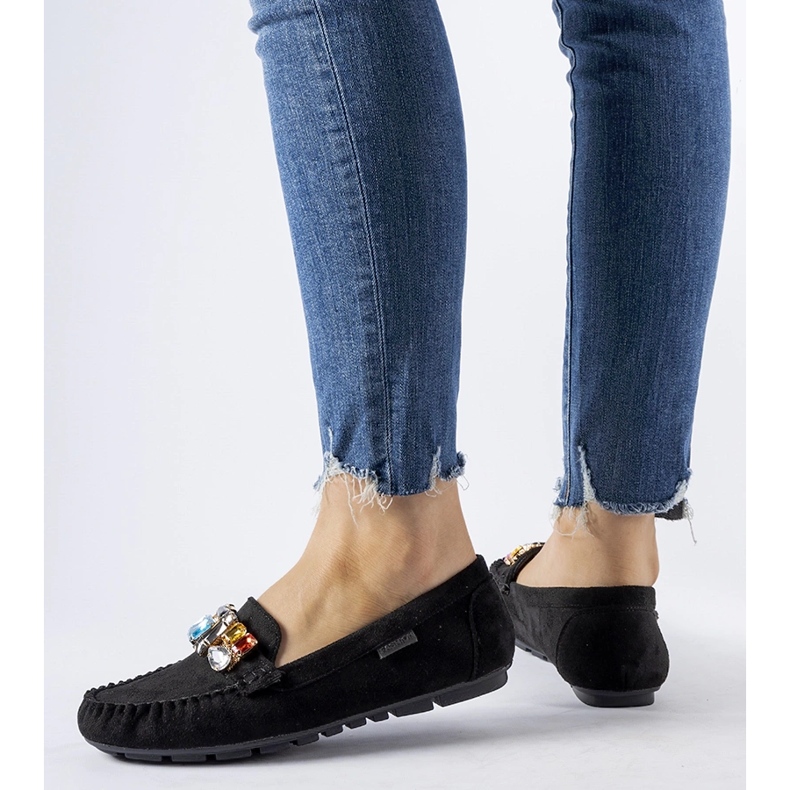 Black moccasins with decorative Fusco trinkets 1