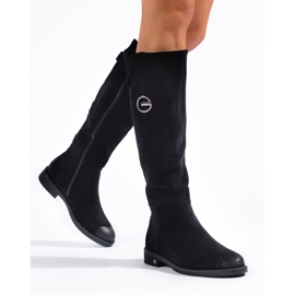 W. Potocki Suede women's boots with a flat heel from Potocki black 1