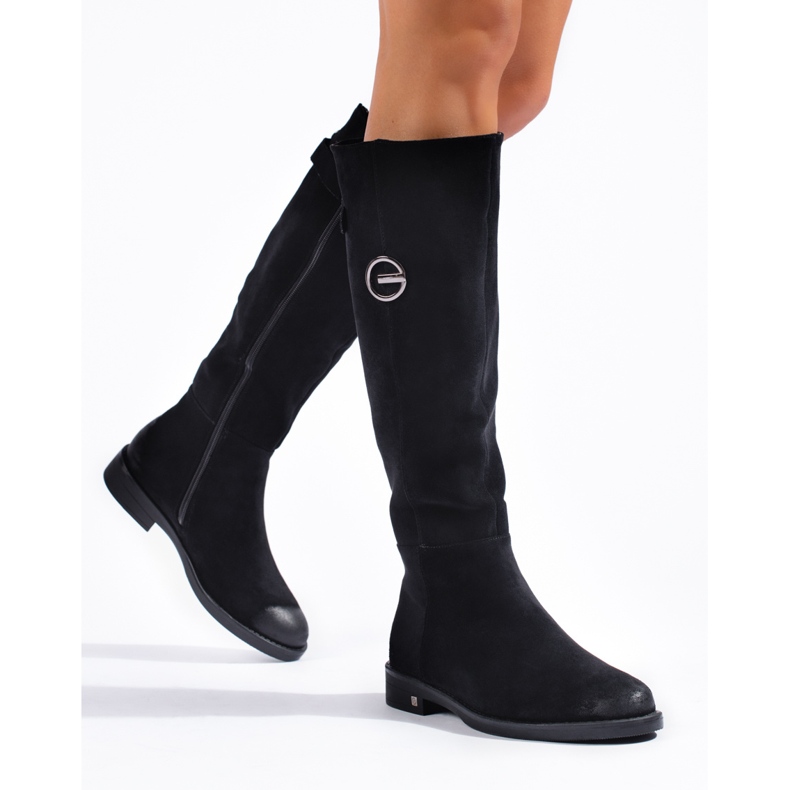 W. Potocki Suede women's boots with a flat heel from Potocki black 1