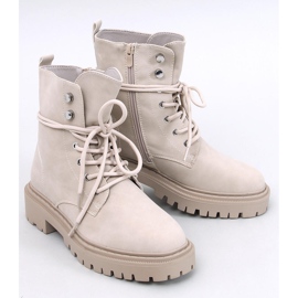 Simmo Beige lace-up ankle boots with protector 1