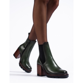 W. Potocki Dark green Potocki Chelsea boots with high heels 1