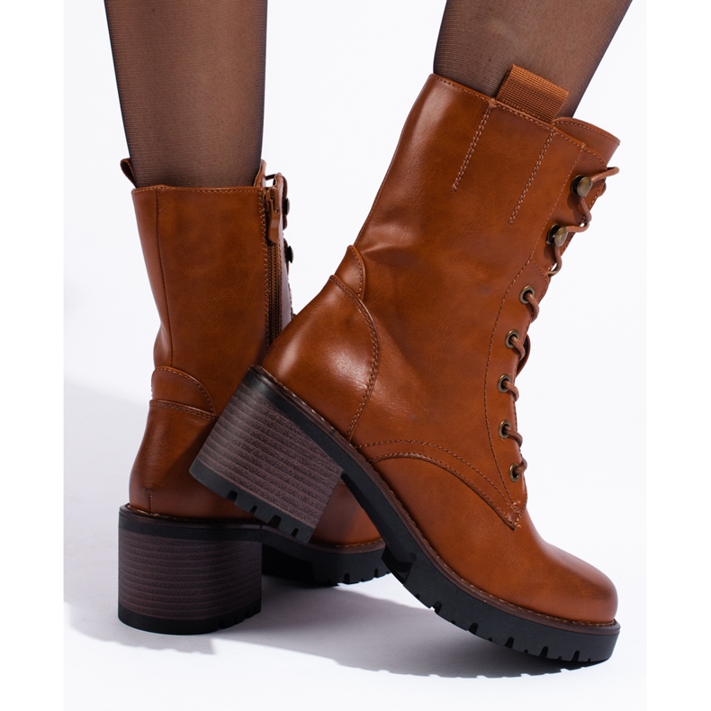 Shelovet high brown lace-up ankle boots 1 Shelovet high brown lace-up ankle boots 1