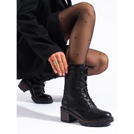 Shelovet high black lace-up ankle boots 1