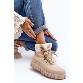 Insulated Trapper Boots On A Thick Sole, Light Beige Ralotta 1