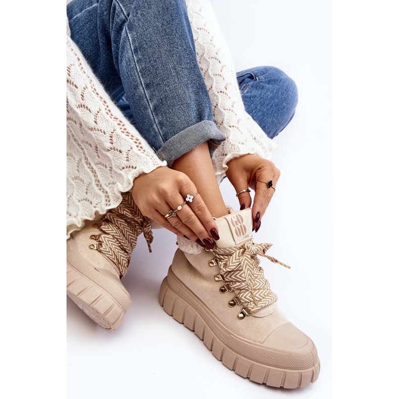 Insulated Trapper Boots On A Thick Sole, Light Beige Ralotta 2