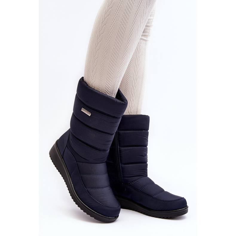 Insulated snow boots with wedges, navy blue Calena 1