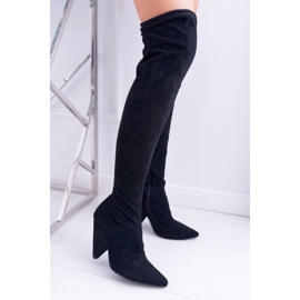 Lu Boo Suede Women's High Heel Boots Black Tamar 1