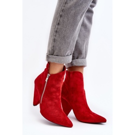 Lu Boo Red Asymmetric High Heel Ankle Boots 2