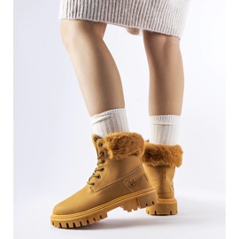 Brown Albert boots with decorative fur 1