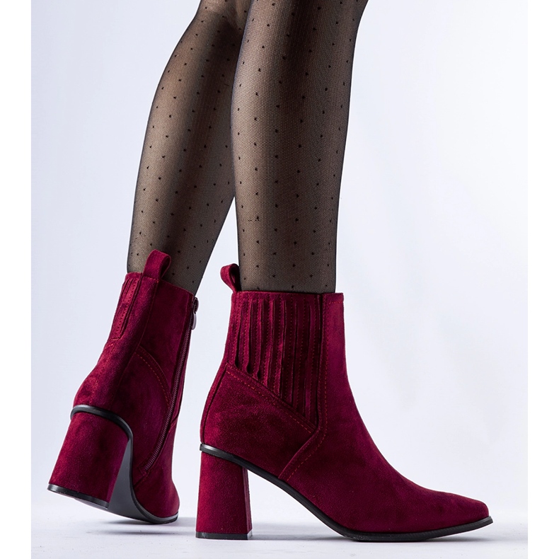 Burgundy ankle boots with a square toe from Pastina red 1