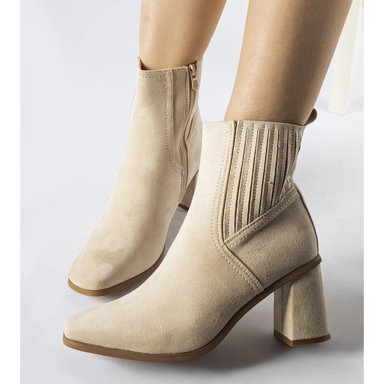 Beige ankle boots with a square toe from Pastina 1