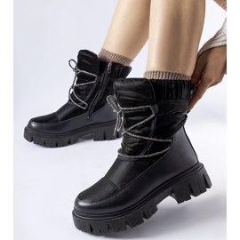 Black snow boots with Pettenasco rhinestones 1