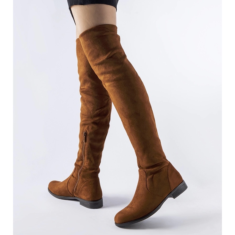 Long brown warm eco-suede Scandale boots 1