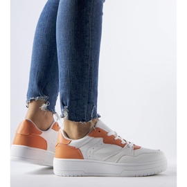Fournie white shoes with orange accents 1