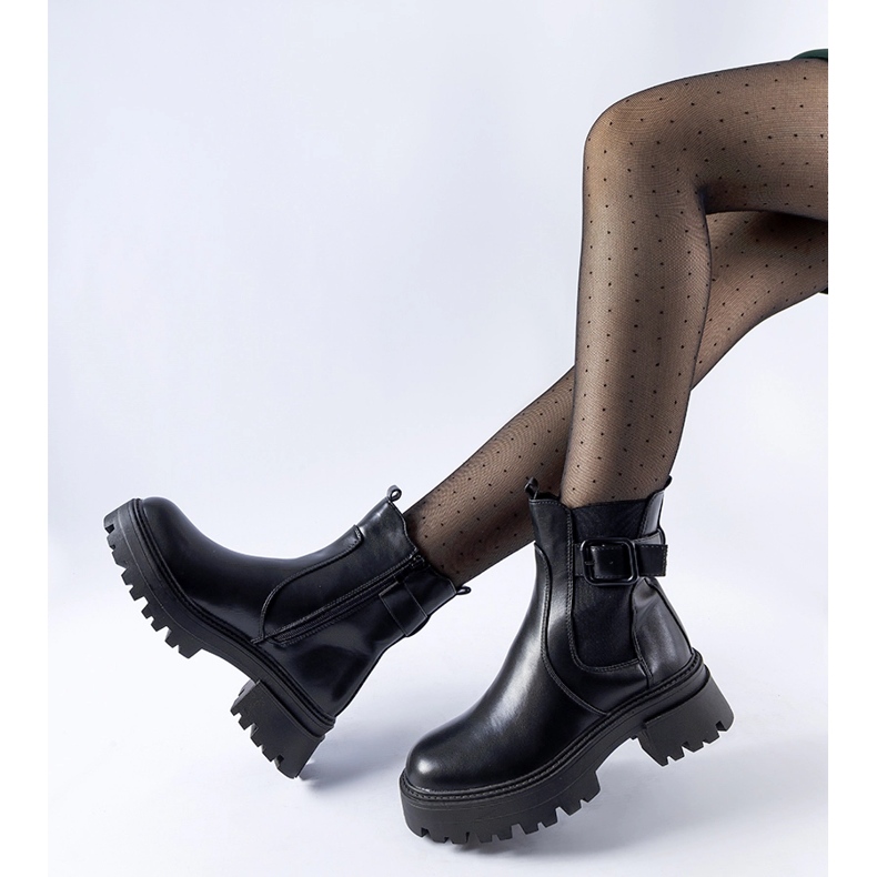 Black insulated boots with a Casola buckle 1