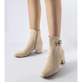 Beige low-heeled ankle boots made of eco-suede by Nemaha 1 Beige low-heeled ankle boots made of eco-suede by Nemaha 1