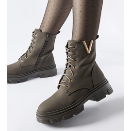 Dark green insulated matte Fru ankle boots 1