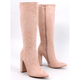 Maureen Khaki stable heel boots beige 1