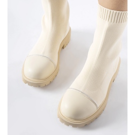 Beige sock ankle boots with rhinestones from Vail 1 Beige sock ankle boots with rhinestones from Vail 1