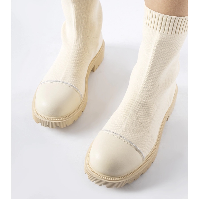 Beige sock ankle boots with rhinestones from Vail 1 Beige sock ankle boots with rhinestones from Vail 1