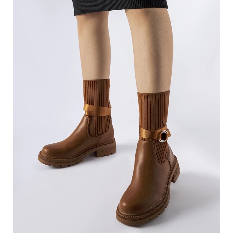Brown insulated sock ankle boots from Picker 1