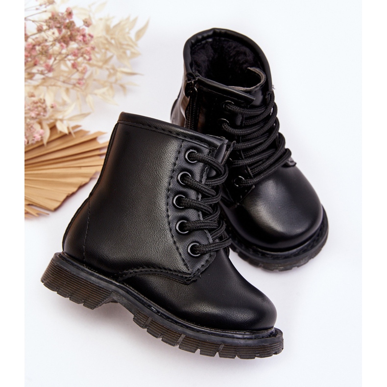 Children's Leather Boots With Zipper Black Omua 2