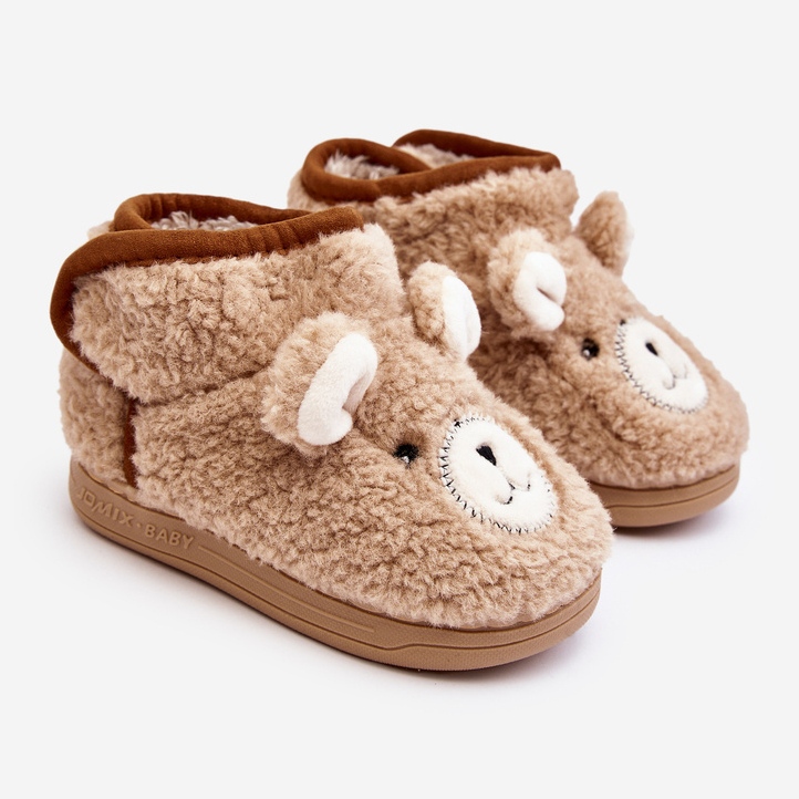 Children's Insulated Slippers With a Teddy Bear, Beige Eberra 1