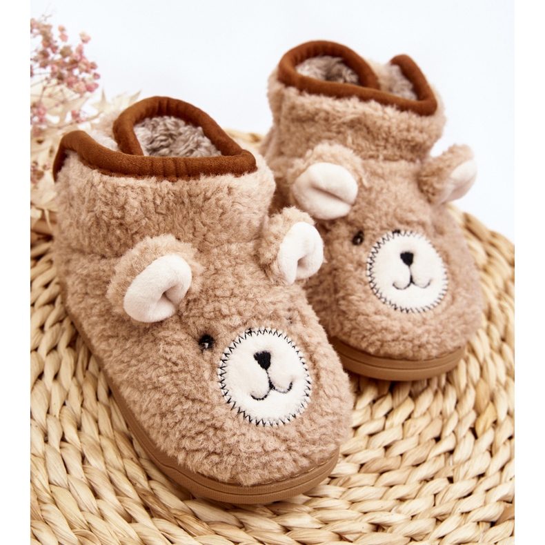 Children's Insulated Slippers With a Teddy Bear, Beige Eberra 2