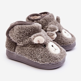 Children's Insulated Slippers With Teddy Bear, Gray Eberra grey 1