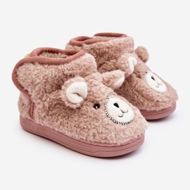 Children's Insulated Slippers With Teddy Bear, Pink Eberra 1