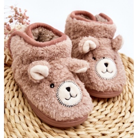 Children's Insulated Slippers With Teddy Bear, Pink Eberra 2