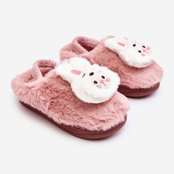 Children's Furry Bunny Slippers, Pink Dicera 1
