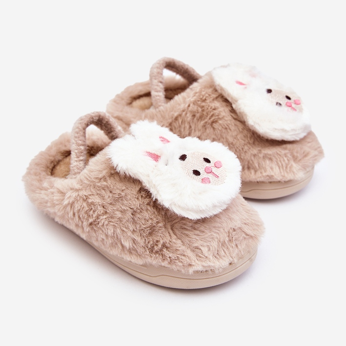 Children's Furry Bunny Slippers Beige Dicera 1